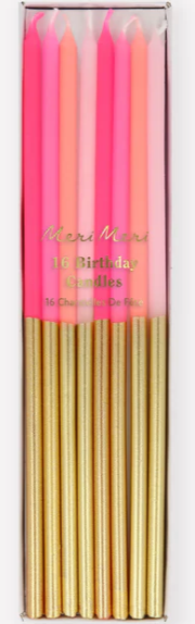 Gold Dipped Pink Mix Candles (x 16)