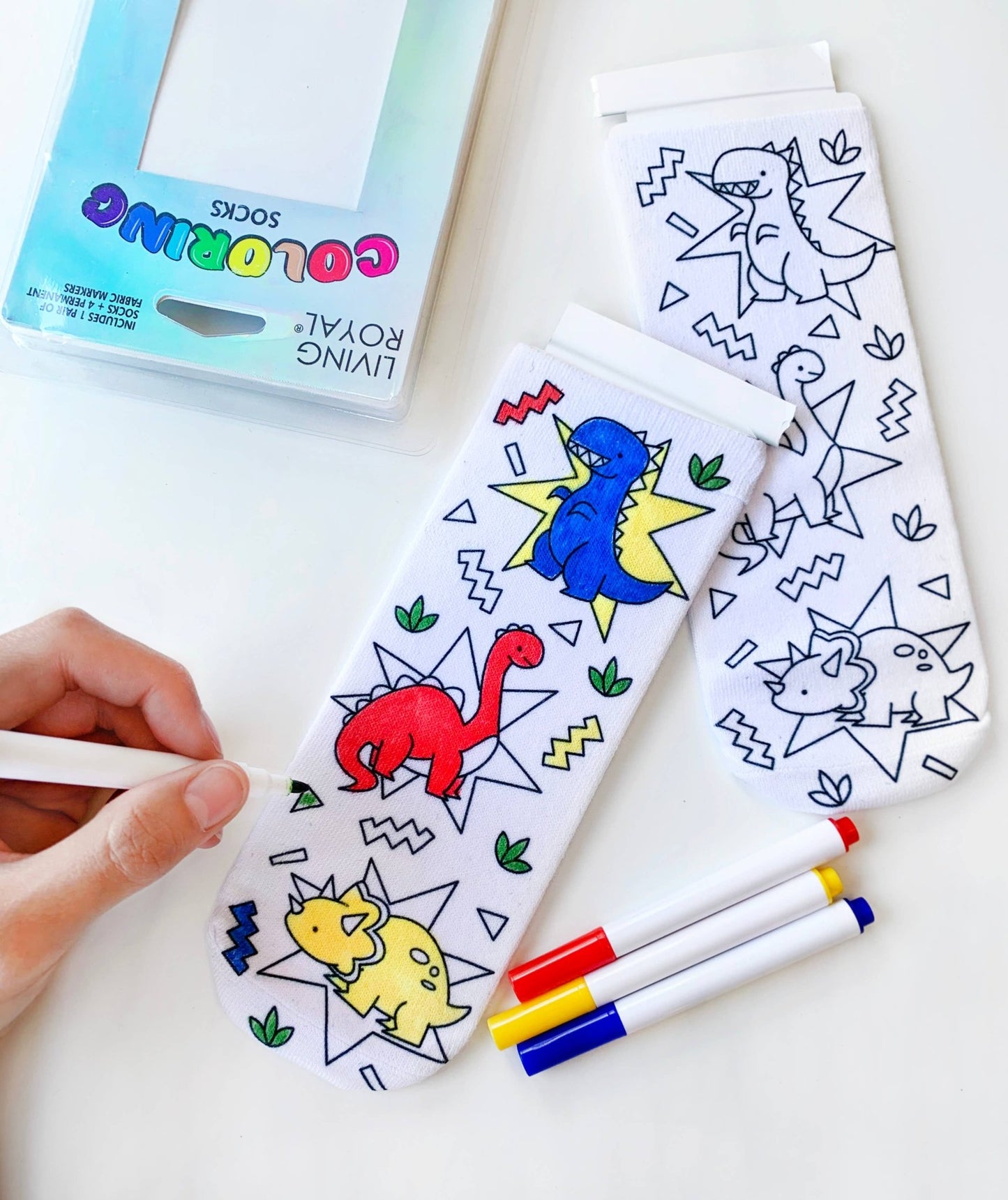 Ankle Socks - DIY Coloring Kit - Days of the Dinosaurs - Bria Blair Creative