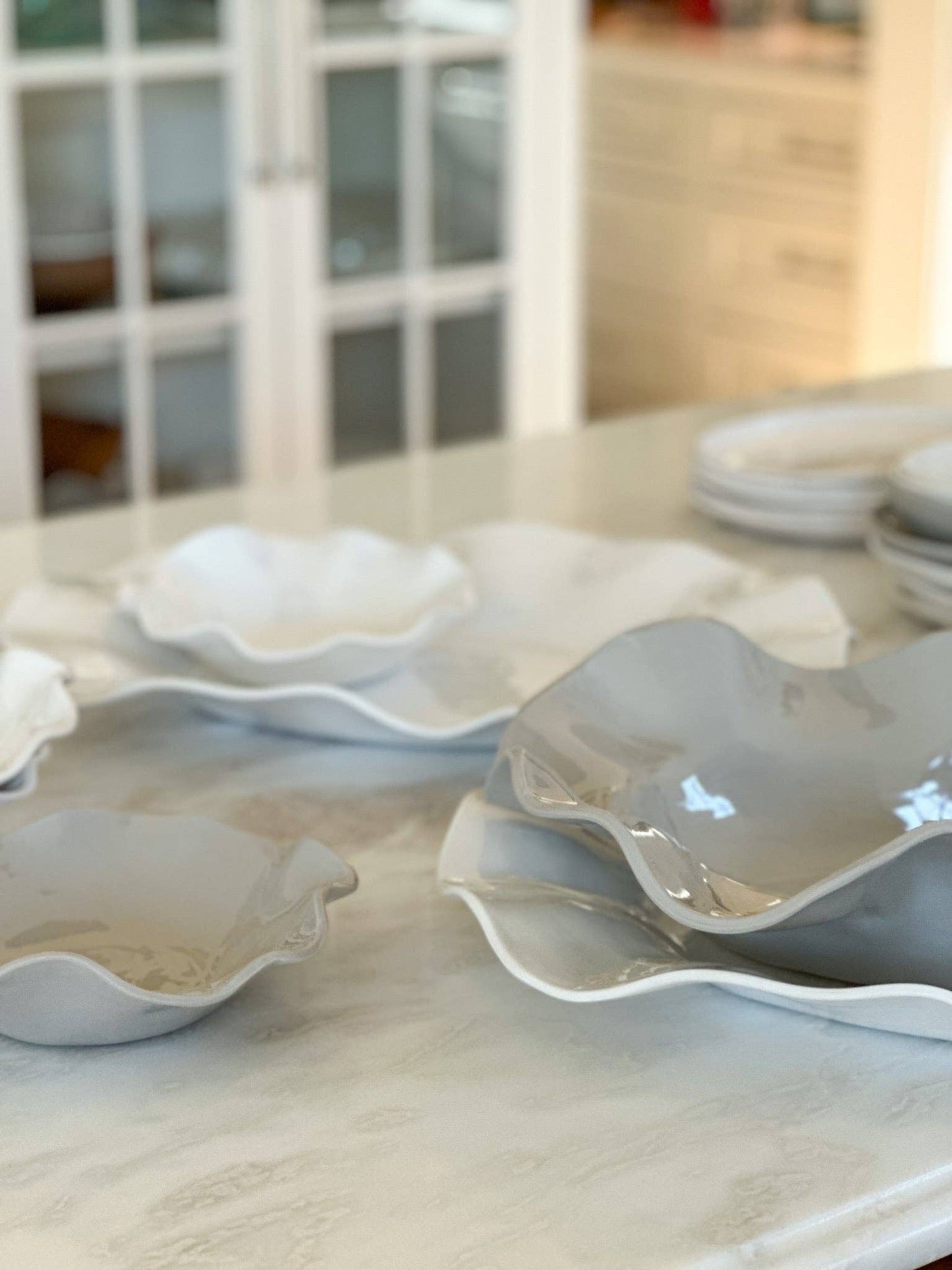 Large Wavy one of a kind oval platter 100% melamine BPA Free: White