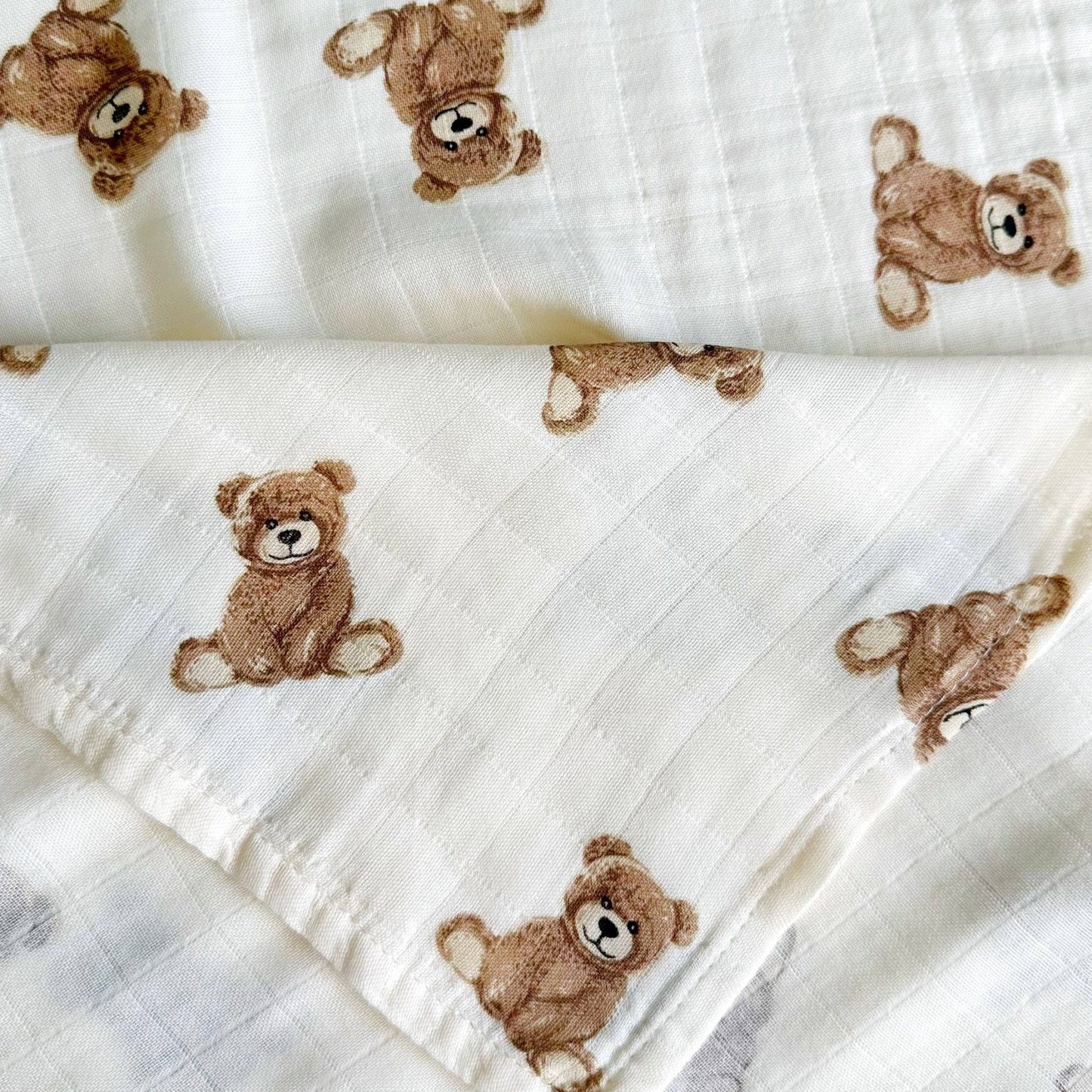 Bamboo Muslin Swaddle Blanket (Teddy Bear) - Bria Blair Creative