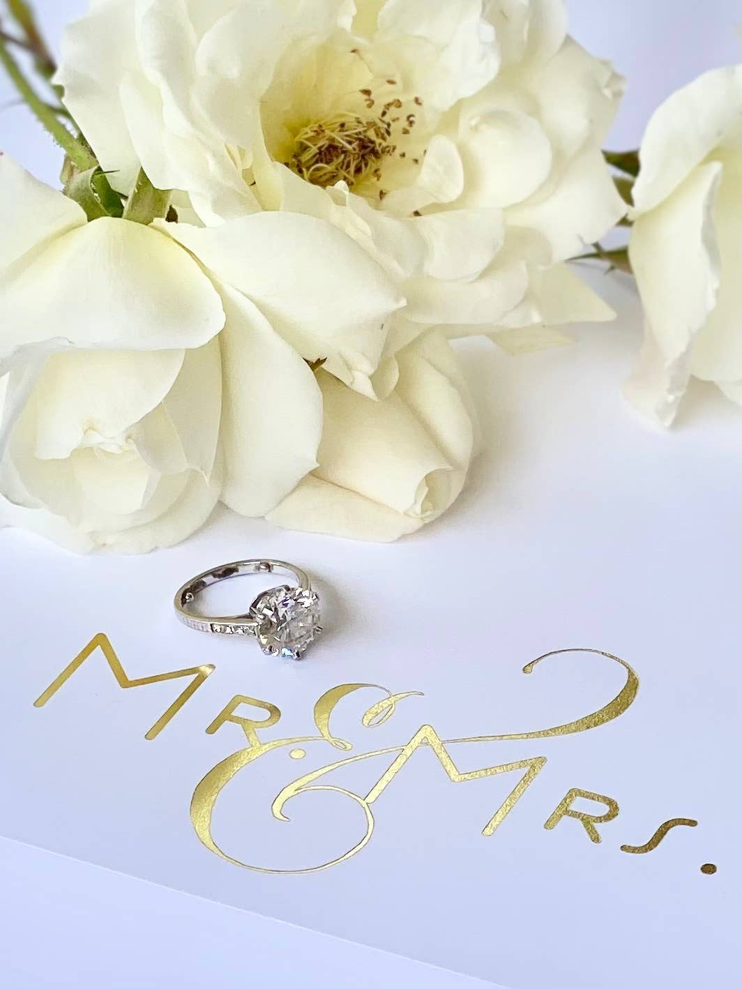 Gold Foil Luxe Mr. & Mrs. Notepad with Acrylic Tray