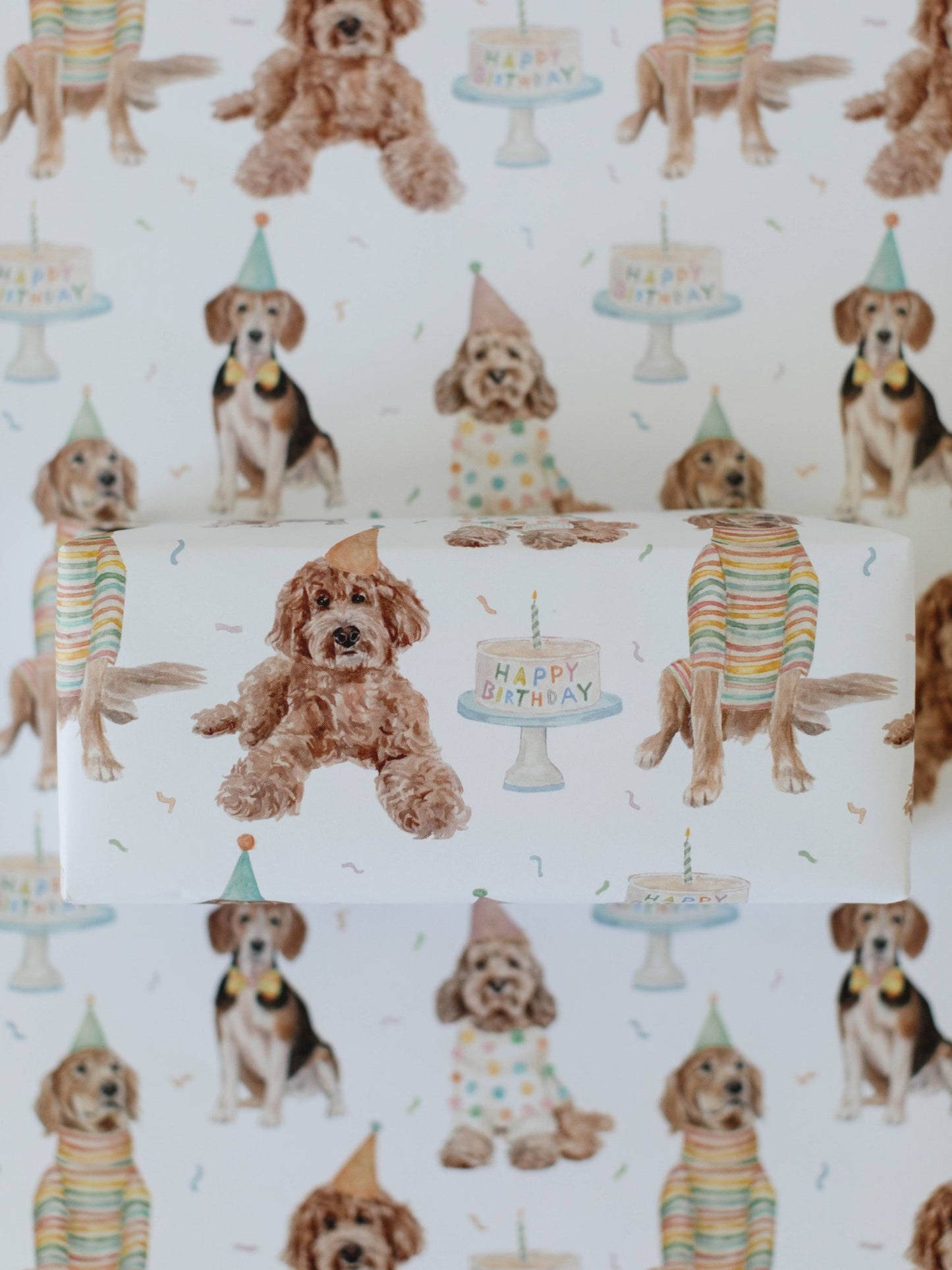 Birthday Dogs Gift Wrap: Roll of 3 sheets - Bria Blair Creative