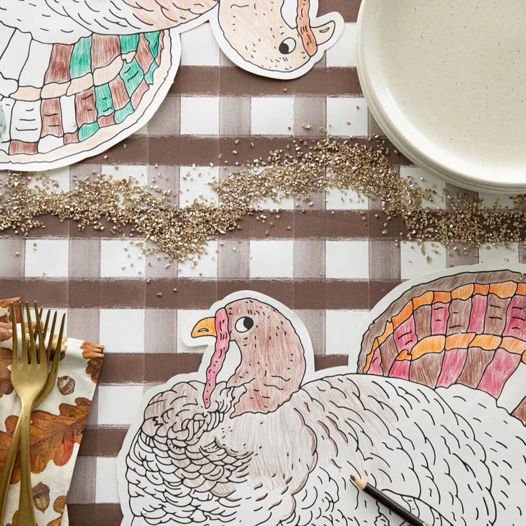 Brown Painted Check Runner - Bria Blair Creative