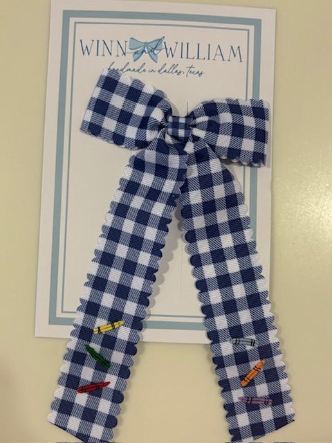 Bullion Crayon Bow: Gingham Navy - Bria Blair Creative