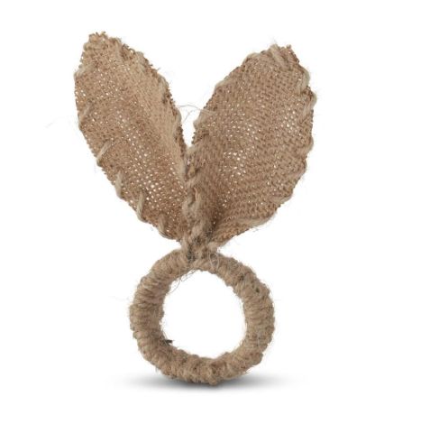 6" Burlap & Jute Easter Bunny Ears Napkin Ring