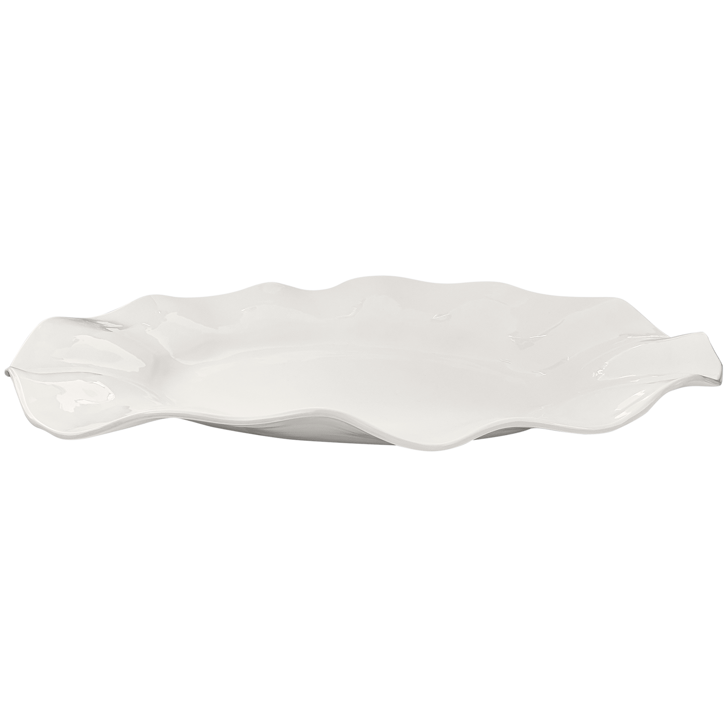 Large Wavy one of a kind oval platter 100% melamine BPA Free: White