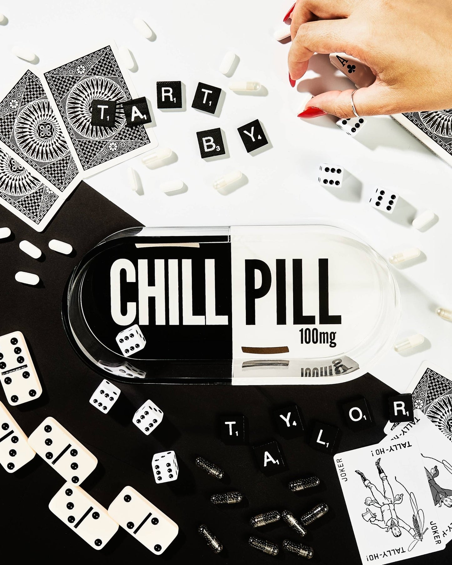 Chill Pill Trinket Tray in Black & White - Bria Blair Creative