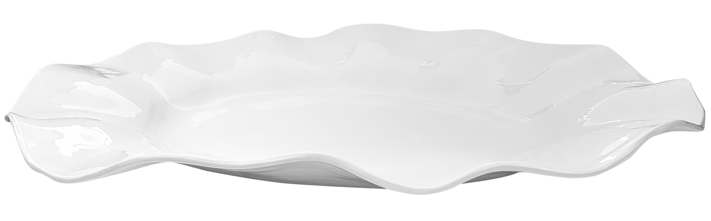Large Wavy one of a kind oval platter 100% melamine BPA Free: White