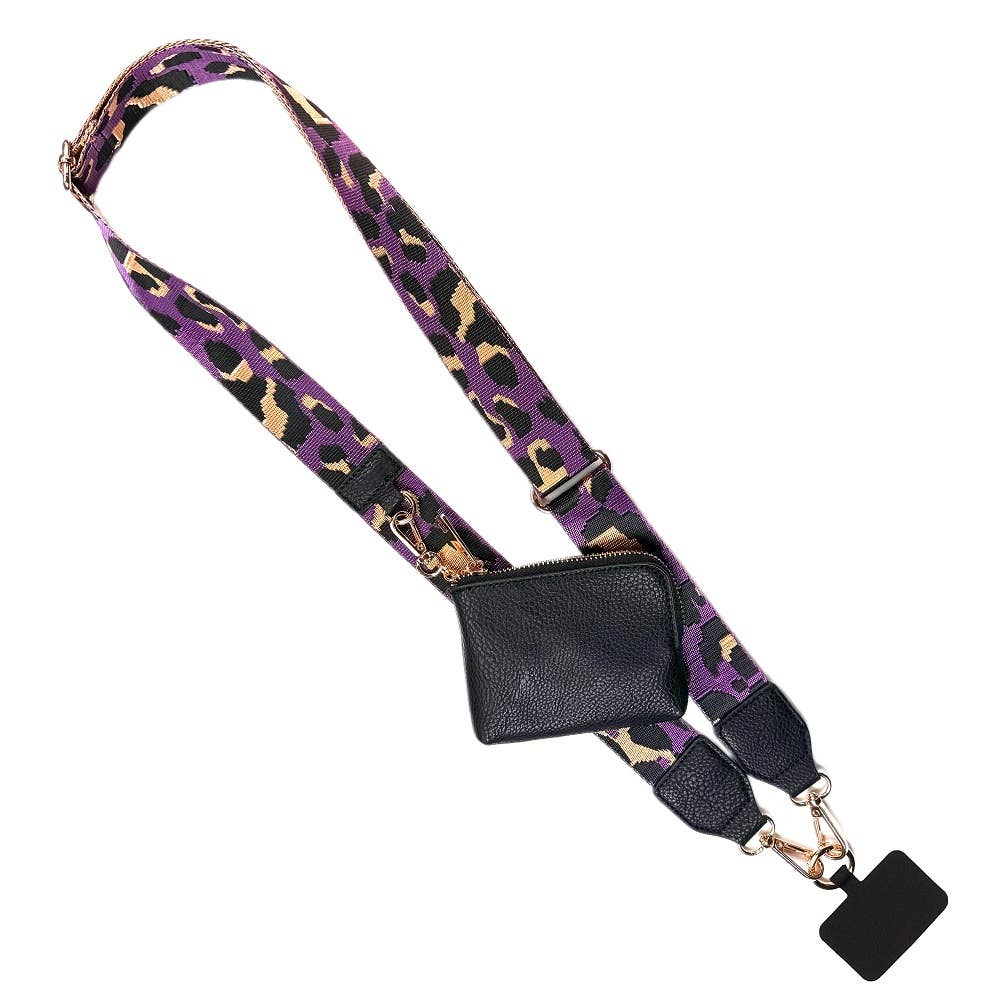 Clip & Go Crossbody Strap with Pouch - Leopard Collection: Pink/Black