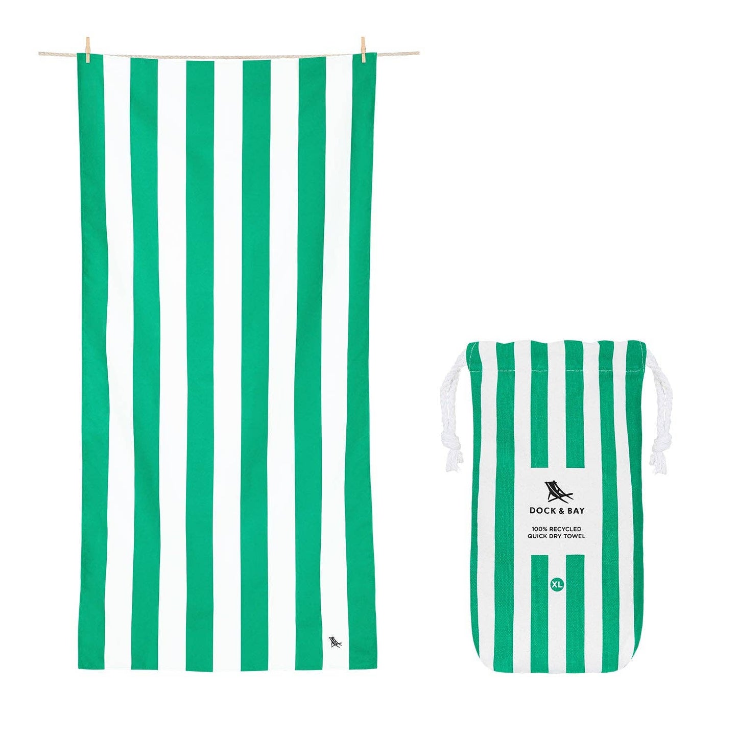Dock & Bay Quick Dry Towels - Cabana - Cancun Green: Large (63x35") - Bria Blair Creative