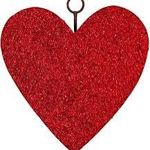 Red Glitter Heart Charm with Grommet