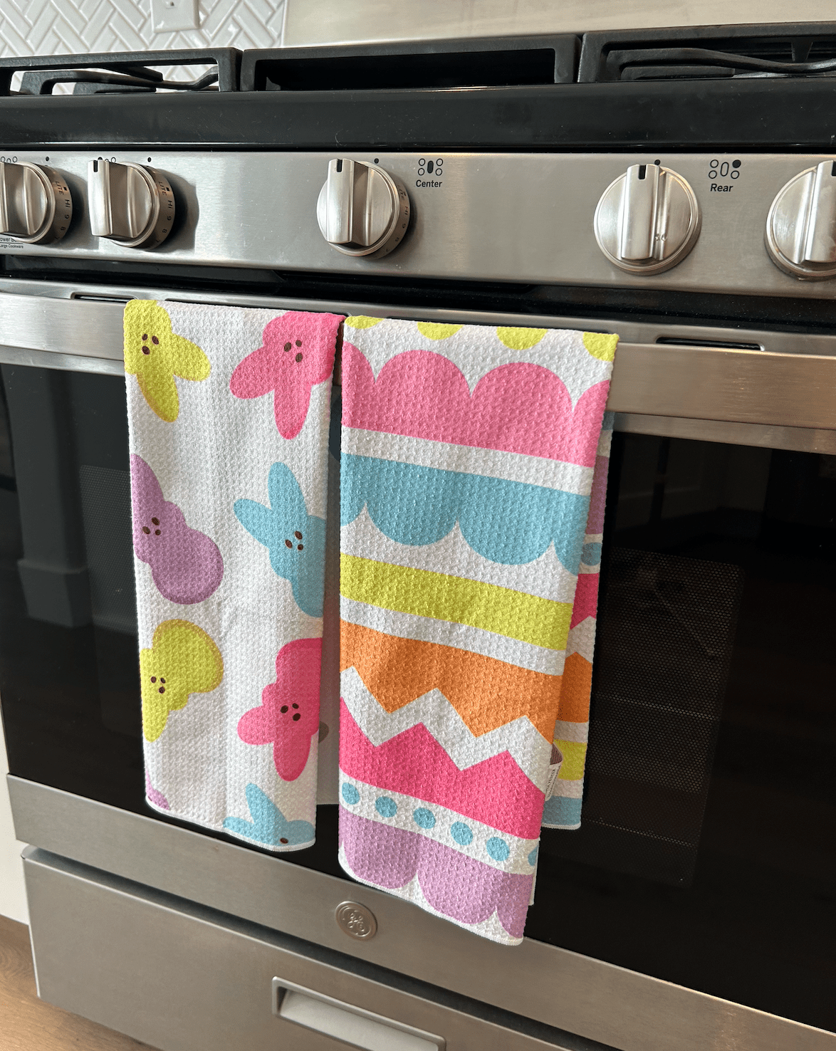 Easter Stripes Bloom Dish Towel - Bria Blair Creative