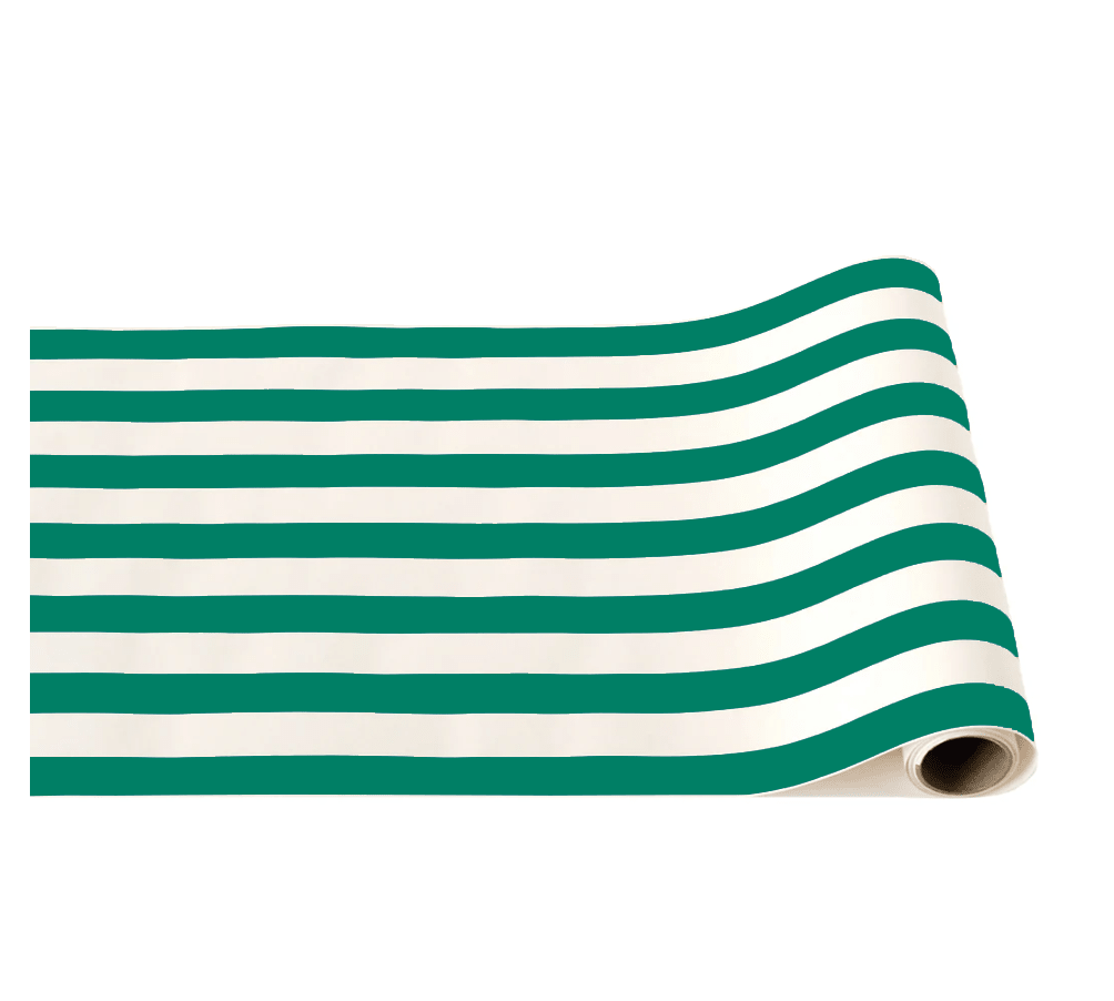 EMERALD GREEN SIGNATURE CABANA STRIPE TABLE RUNNER - Bria Blair Creative
