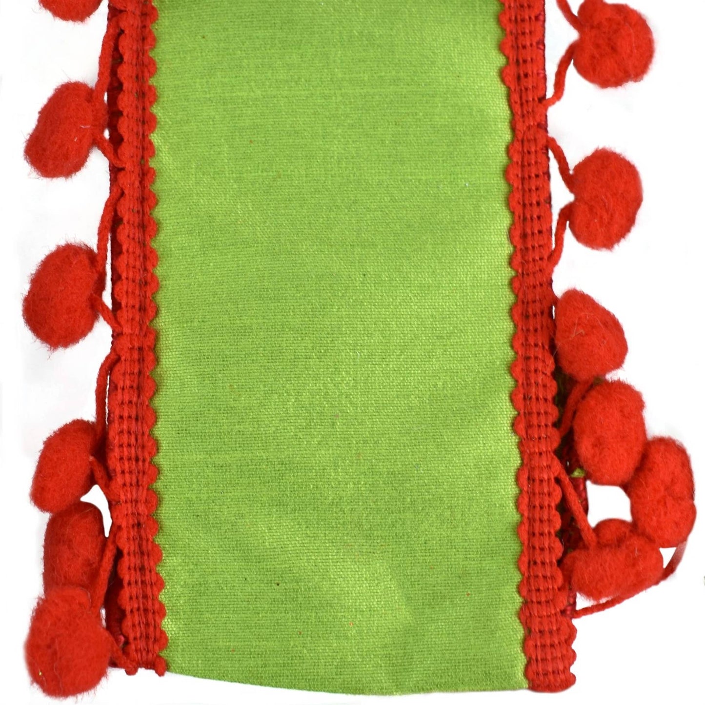 Fancy Christmas Apple Ribbon w/ Red Pom Pom Edge - Bria Blair Creative