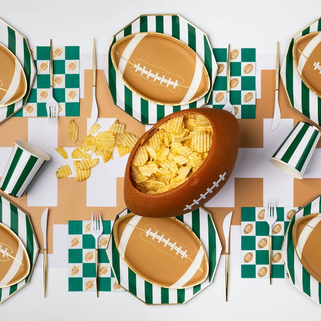 FOOTBALL & GREEN CHECKER LARGE NAPKINS - Bria Blair Creative