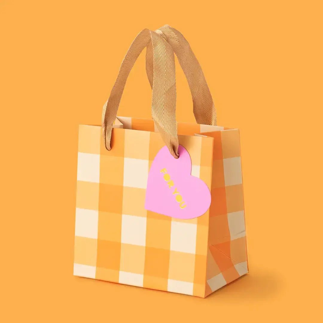 Gift Bags - Orange Gingham - Assorted Sizes: Medium - Bria Blair Creative