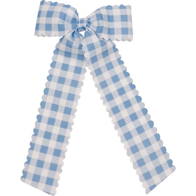 Gingham Long - tail bow: Pale Blue / Small - Bria Blair Creative