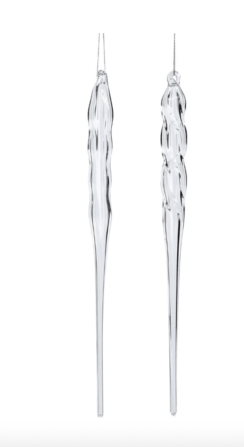 Glass Icicle Ornament, Large, 2 Assorted Styles - Bria Blair Creative
