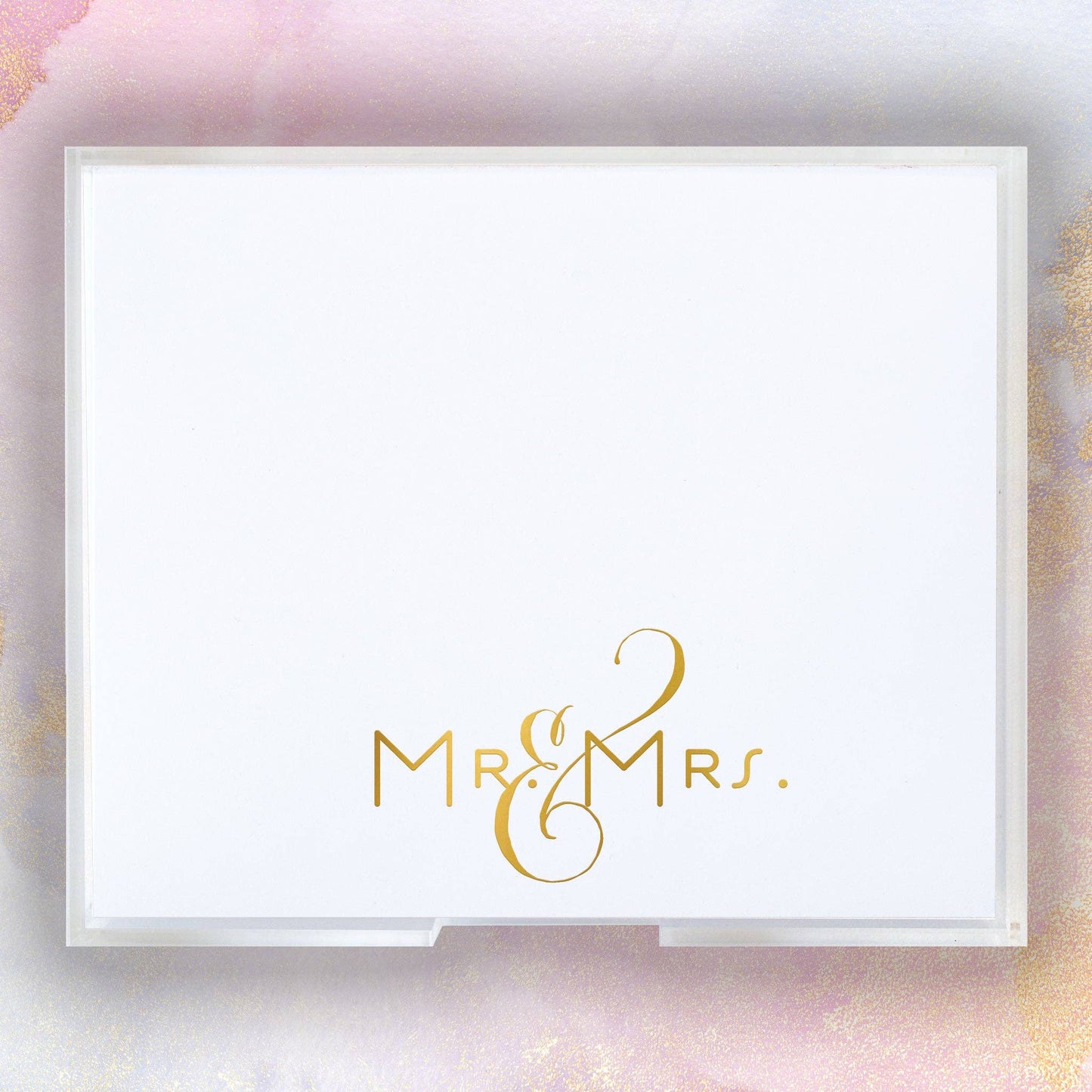 Gold Foil Luxe Mr. & Mrs. Notepad with Acrylic Tray - Bria Blair Creative