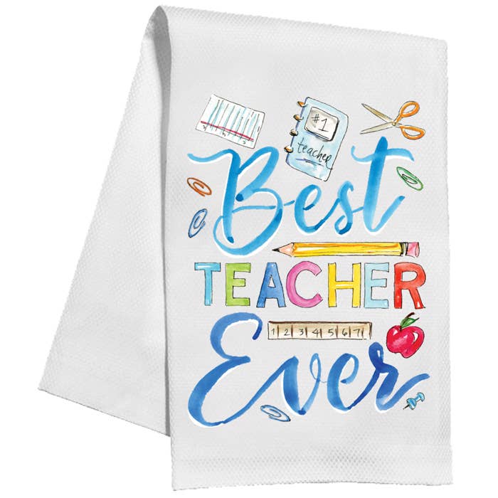 Handpainted Best Teacher Ever Kitchen Towel - Bria Blair Creative