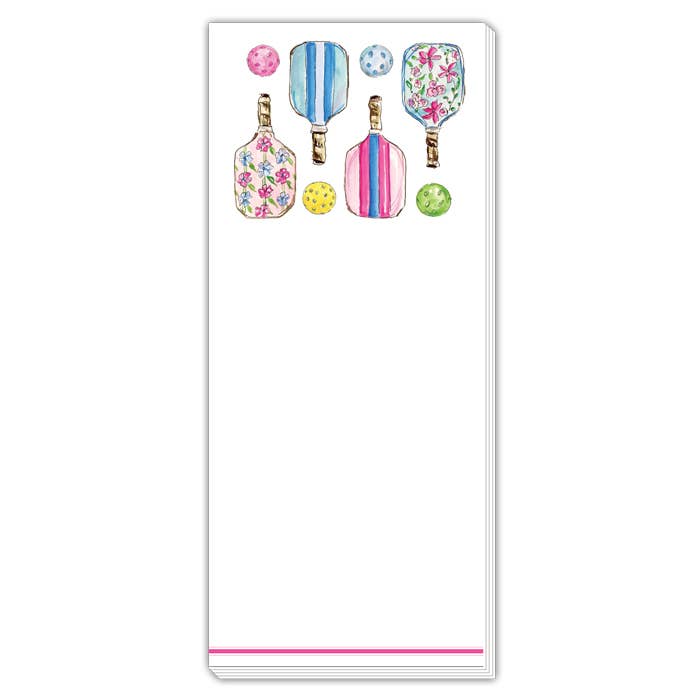 Handpainted Preppy Pickleball Paddles Skinny Notepad - Bria Blair Creative