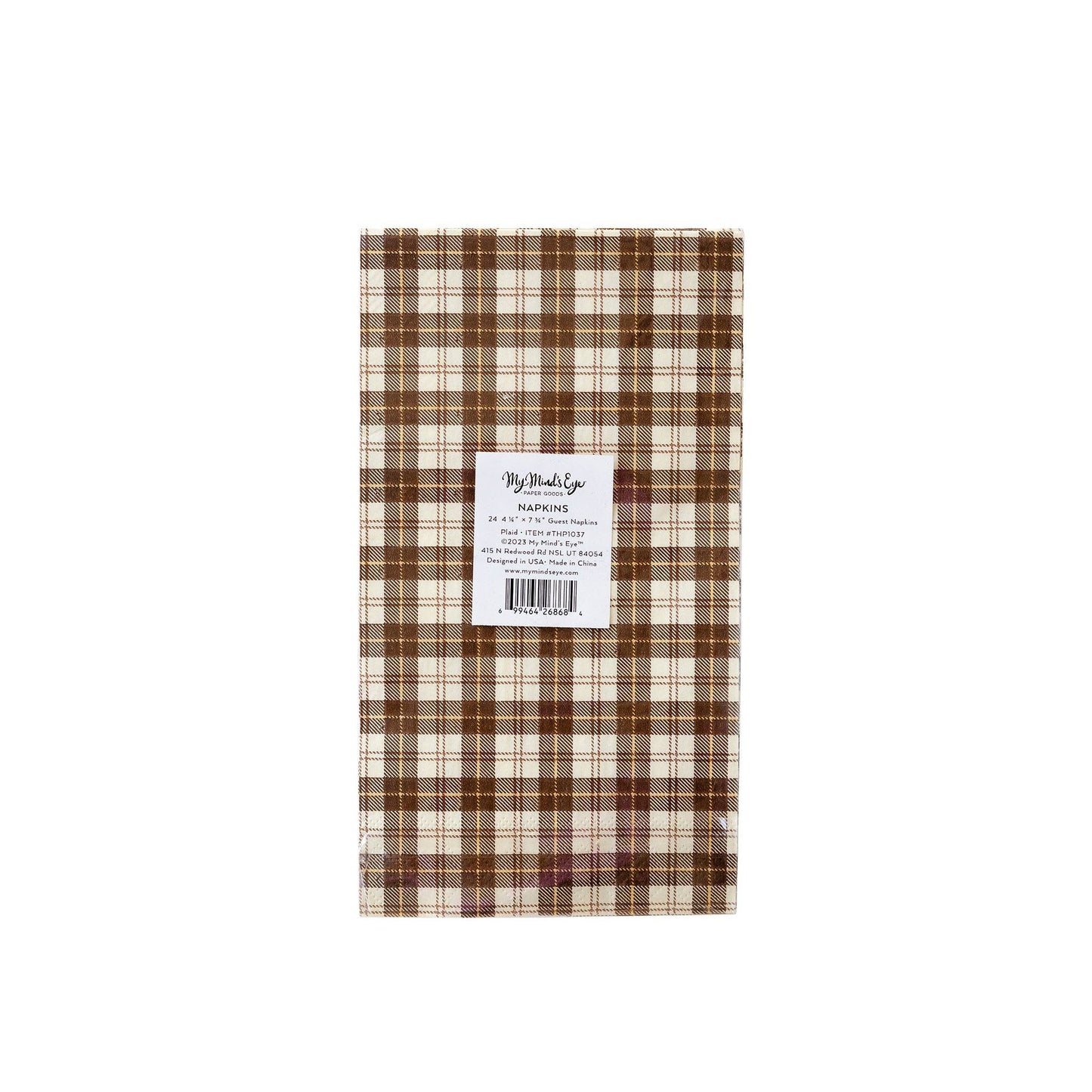 Harvest Brown Plaid Paper Dinner Napkin - Bria Blair Creative