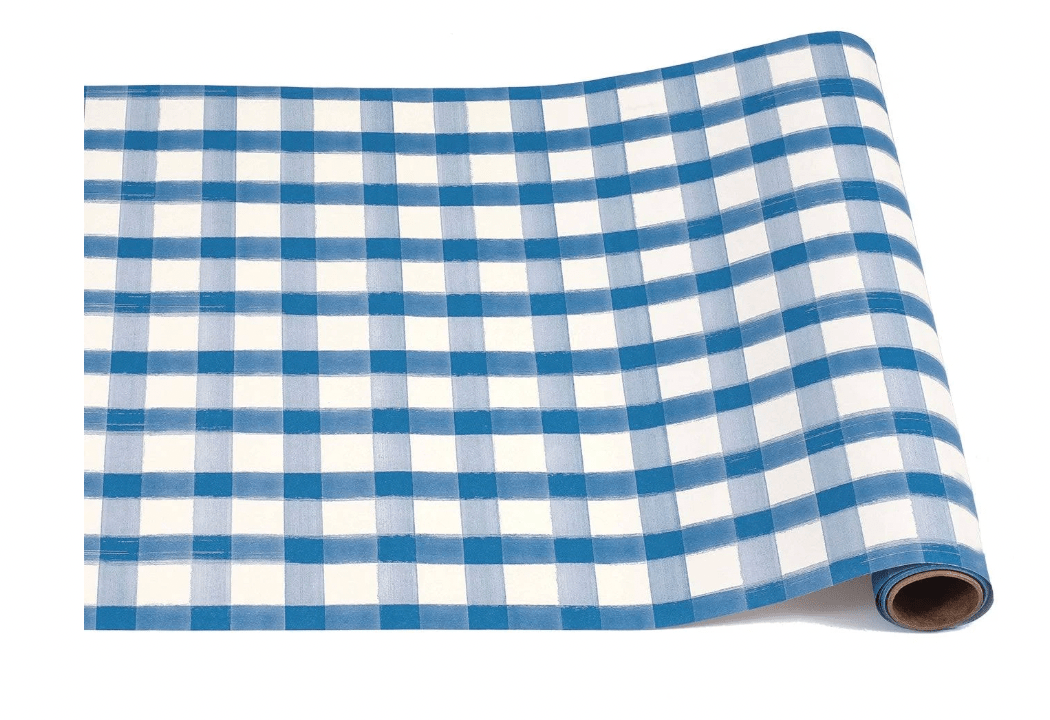 Hester & Cook Blue Painted Check Runner - Bria Blair Creative