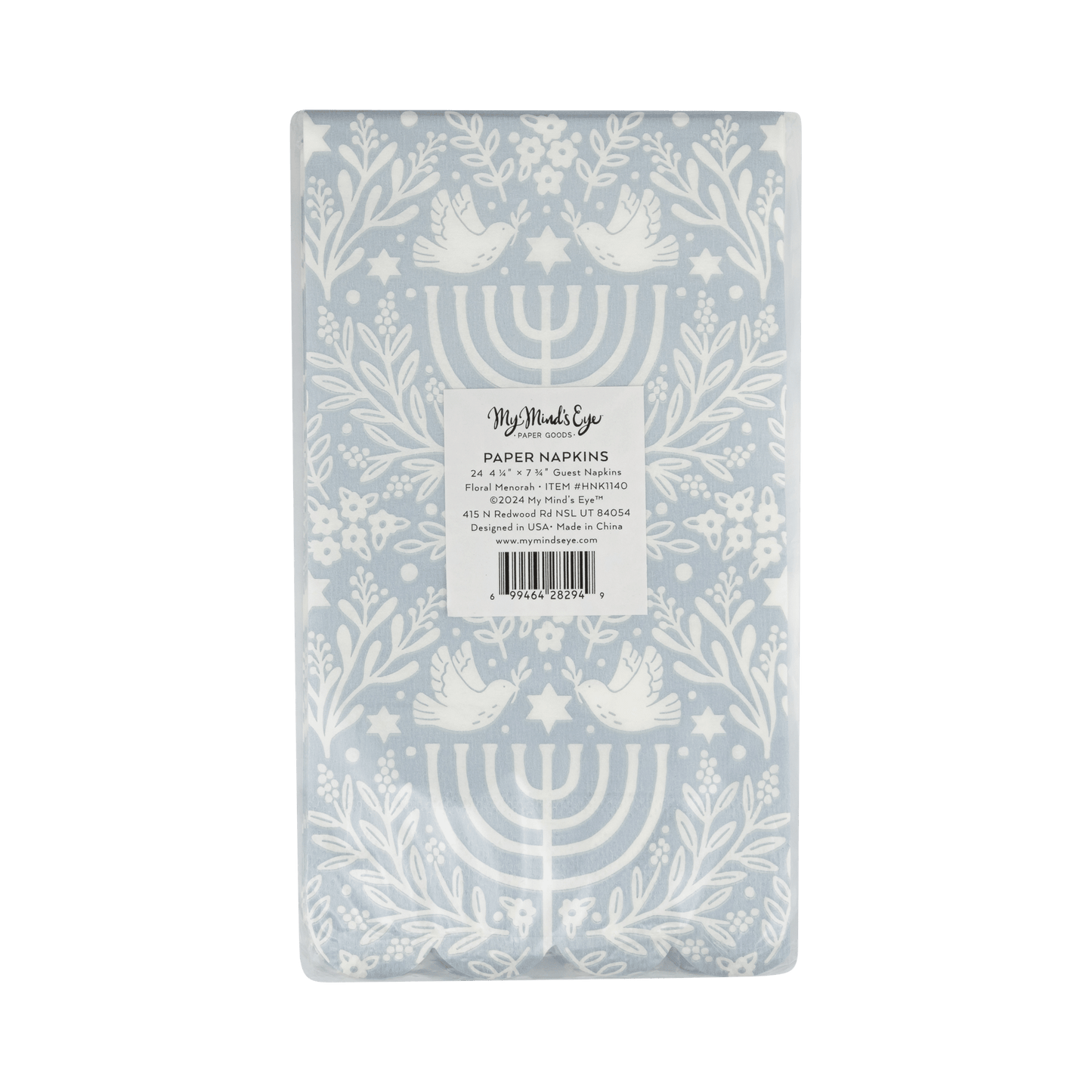 HNK1140 - Floral Menorah Dinner Napkin - Bria Blair Creative
