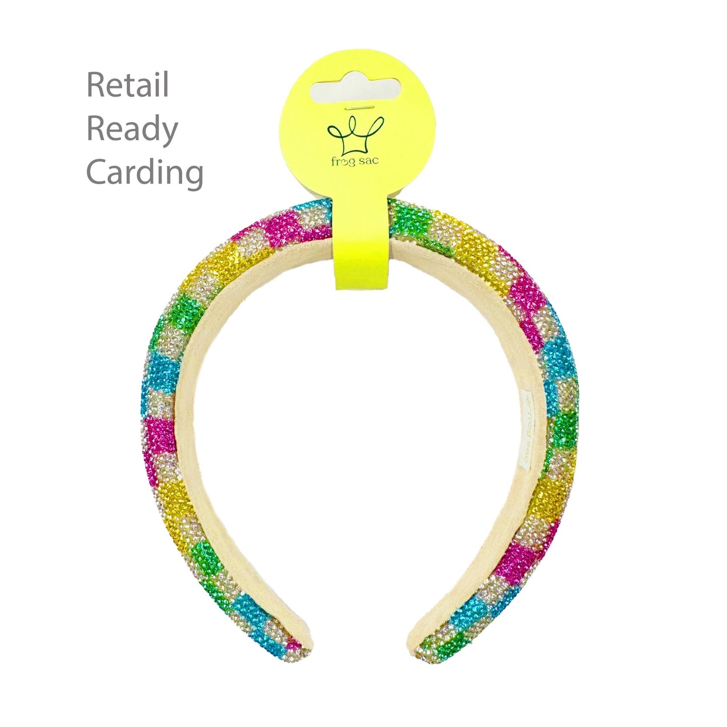 Kids Rhinestone Headband - Padded Checkerboard Hair Band - Bria Blair Creative