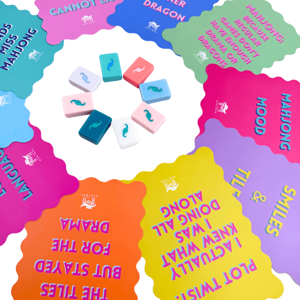MAHJONG SHUFFLE CARD | Scalloped Edges & Bright Colors | Sized to Store with Mahjong League Cards: 07 - PURPLE - SMILES & TILES - Bria Blair Creative