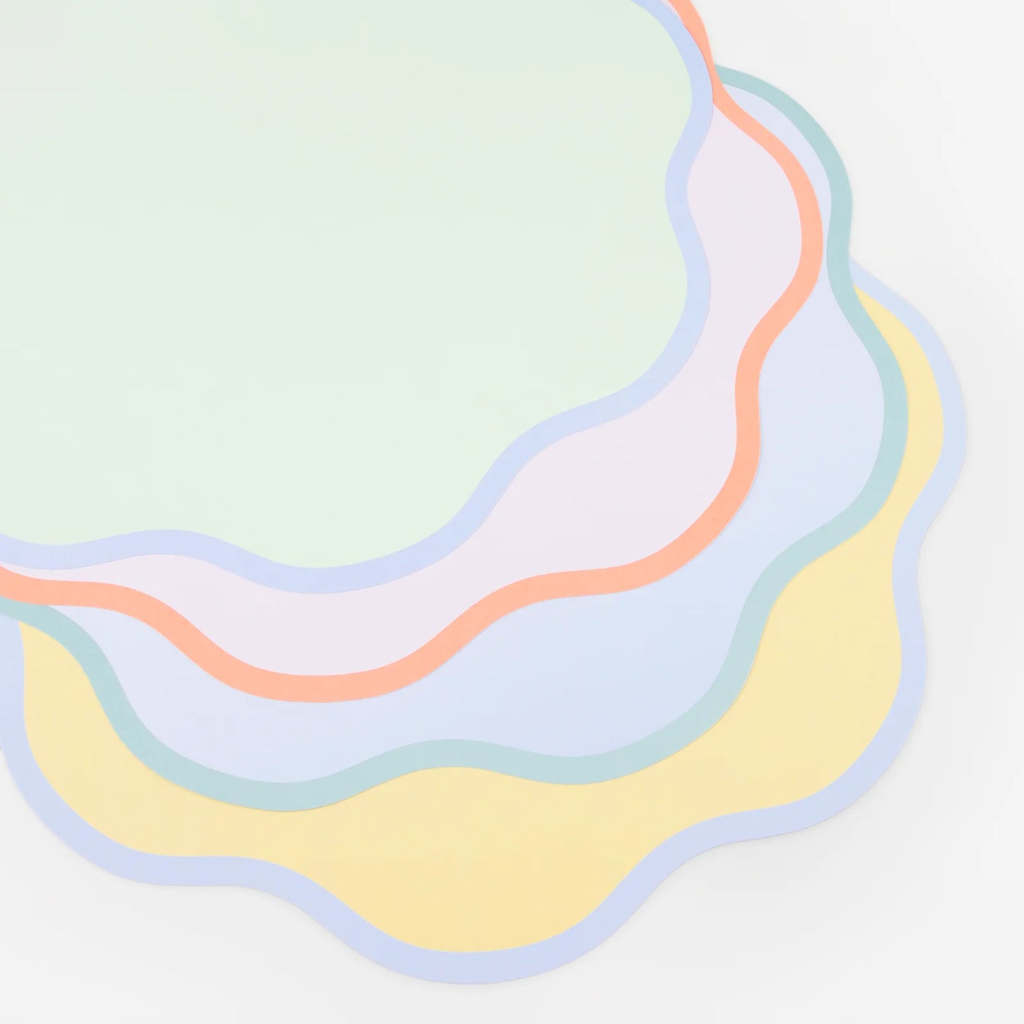 Wavy Round Placemats - 4 Assorted Designes - Set of 12
