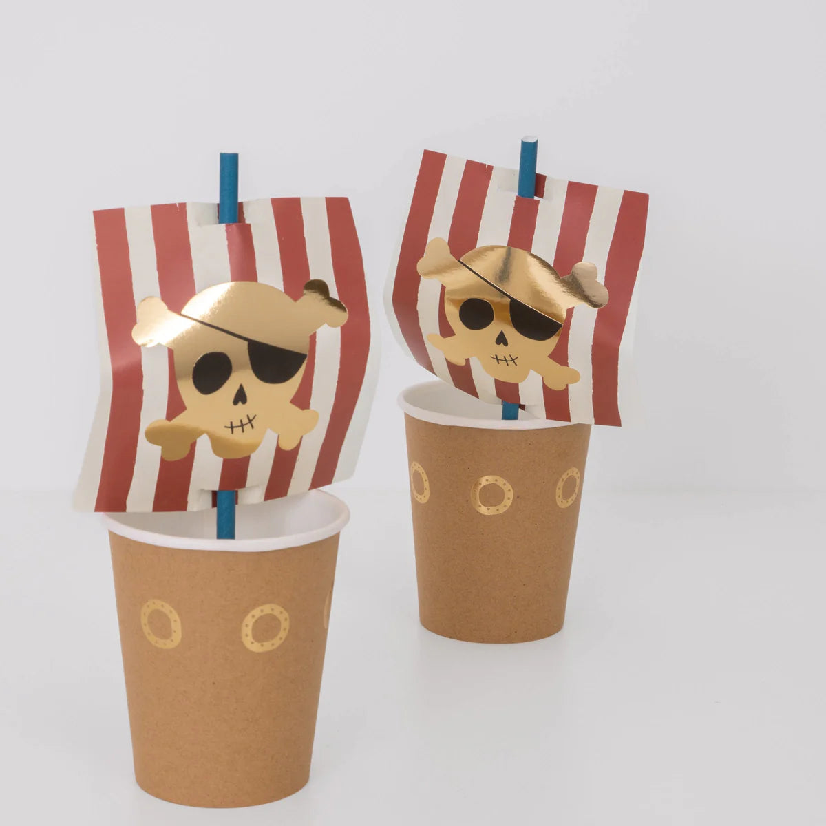 Pirate Cup and Straw Set - (8)