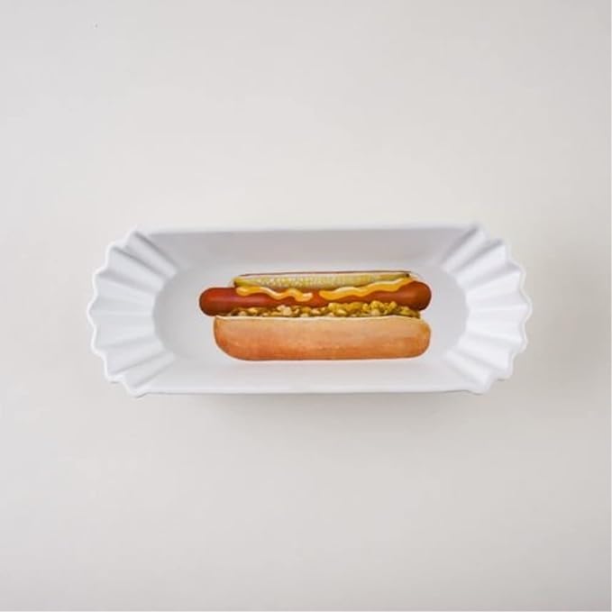 Melamine Hot Dog Dish Tray, with Hot Dog Design - Set of 4 - Bria Blair Creative
