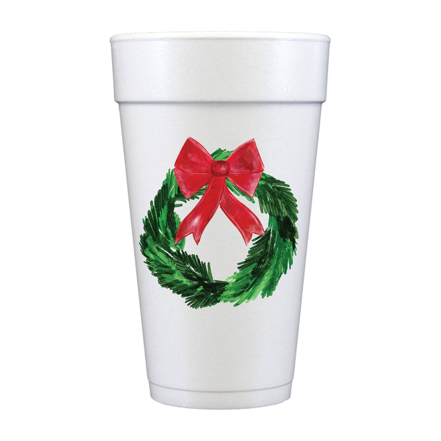 Merry Christmas Wreath Full Color Foam Cups - Christmas - Bria Blair Creative