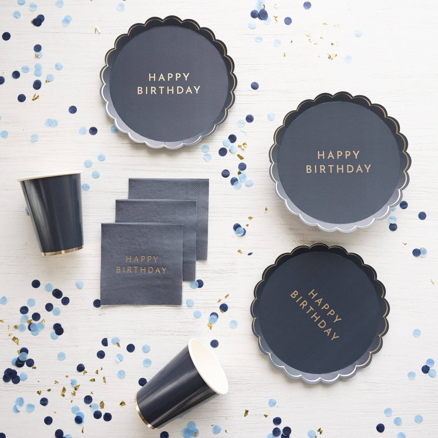 MIDNIGHT BLUE SIGNATURE HAPPY BIRTHDAY SMALL PLATES - Bria Blair Creative