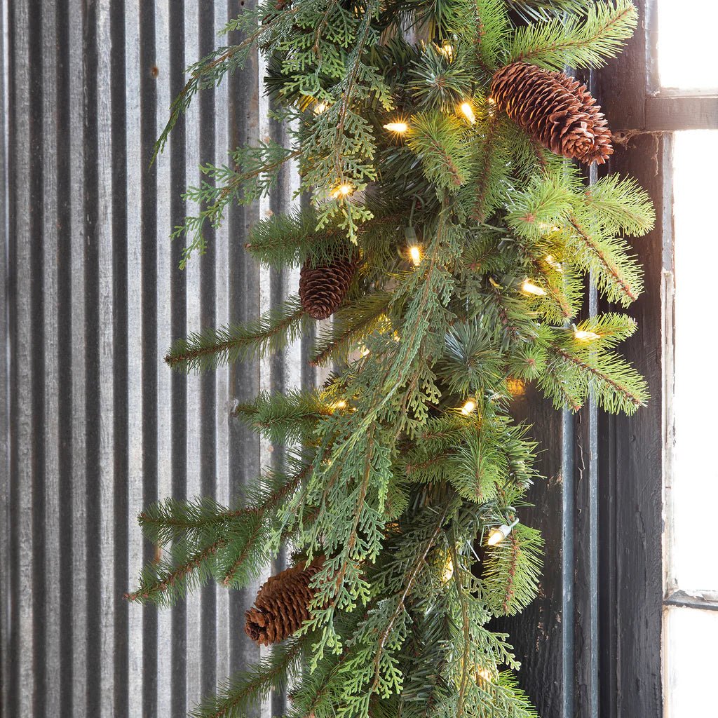 Mixed Evergreen Garland with LED Lights - Bria Blair Creative