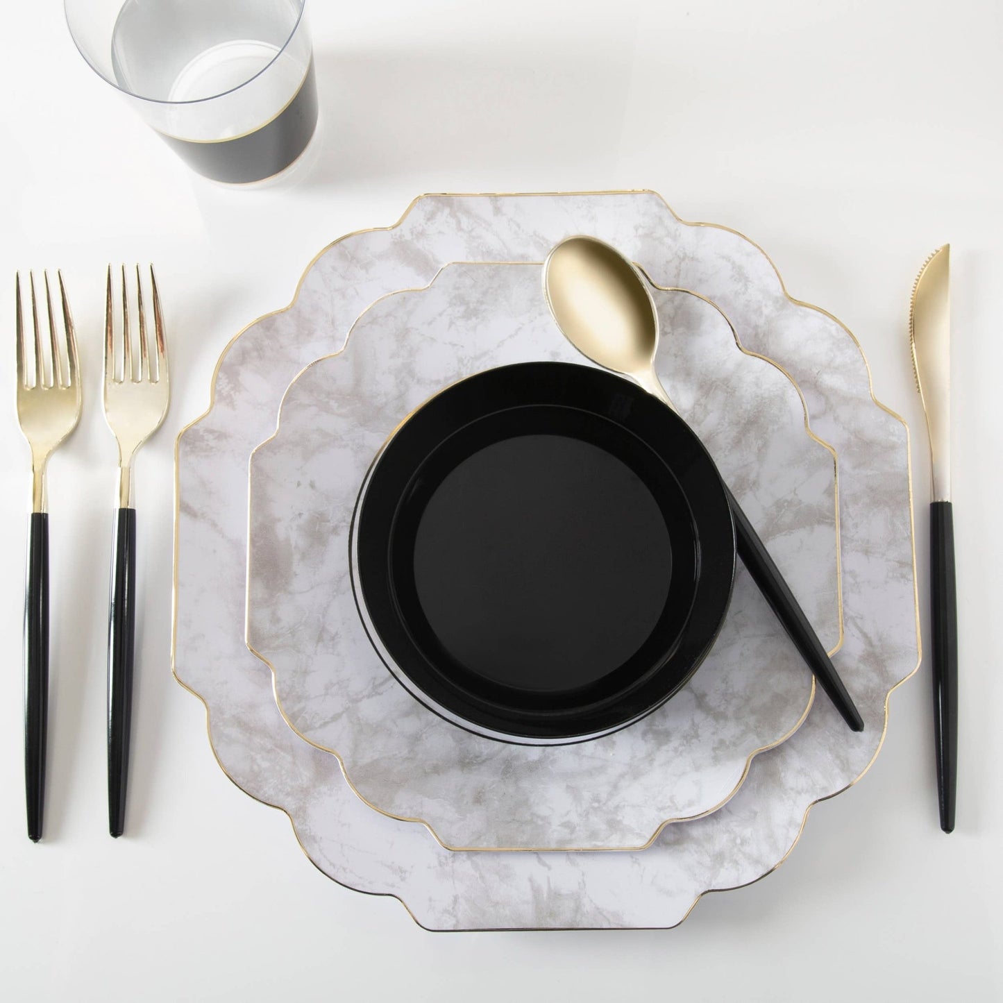 Navy • Gold Plastic Cutlery Set | 32 Pieces - Bria Blair Creative
