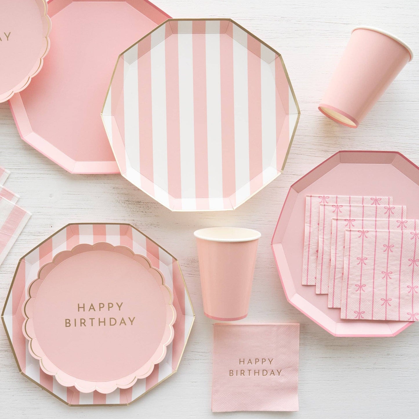 PETAL PINK SIGNATURE CABANA STRIPE PLATES - Bria Blair Creative