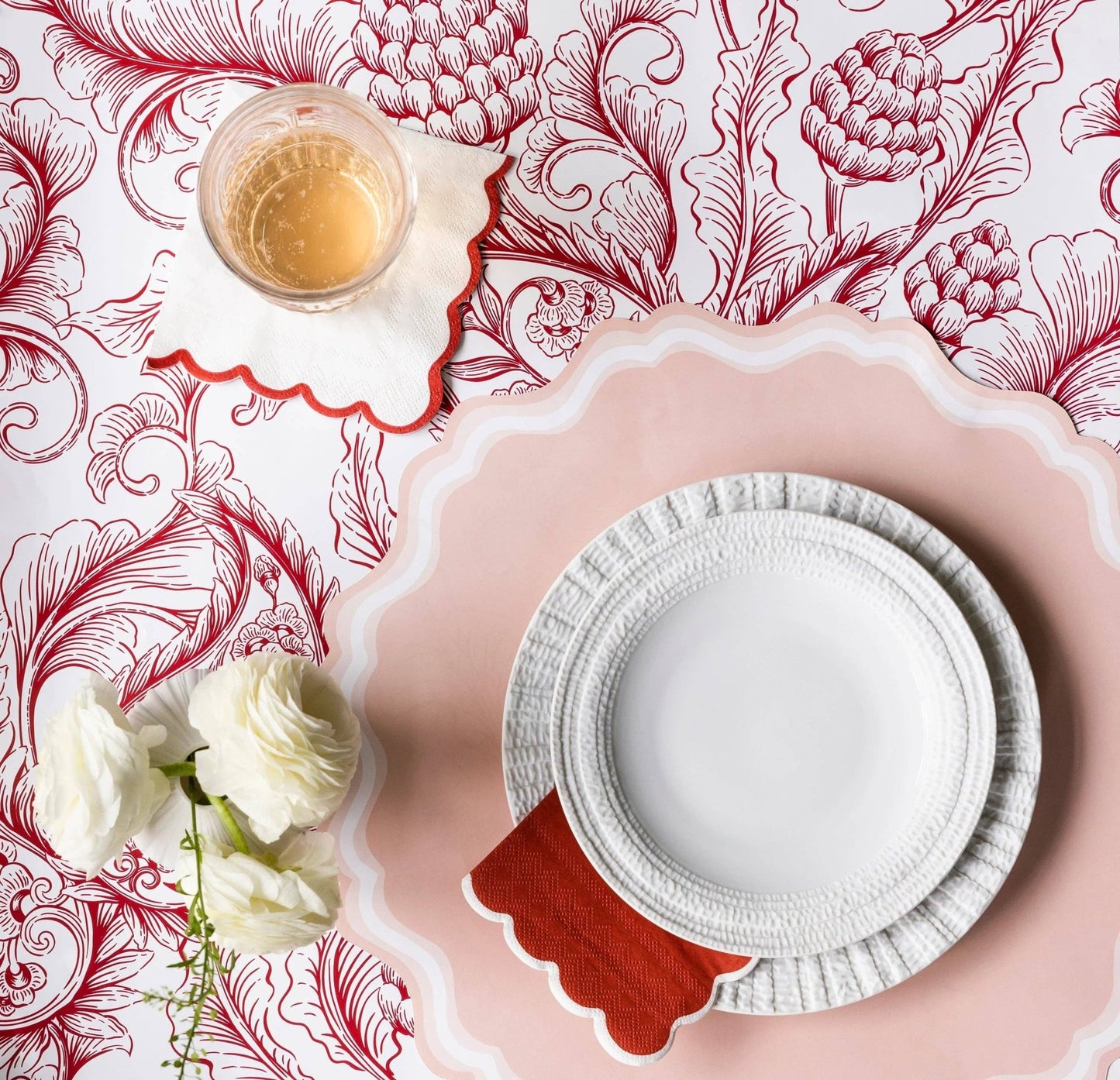Pink Fancy Scallop Paper Placemats - Bria Blair Creative