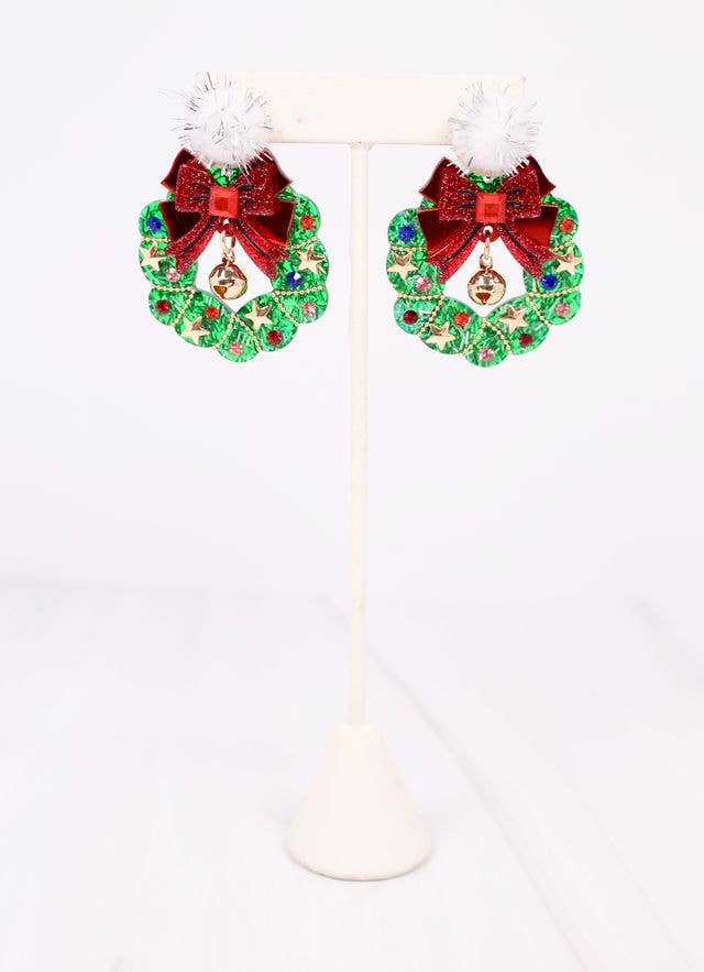 Pom Pom Wreath Earring GREEN - Bria Blair Creative