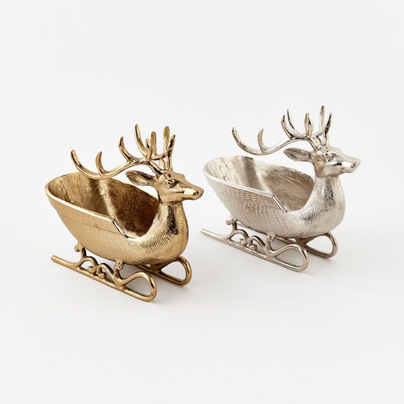 Reindeer Sleigh Plated Aluminum - 2 Assorted Styles - Bria Blair Creative