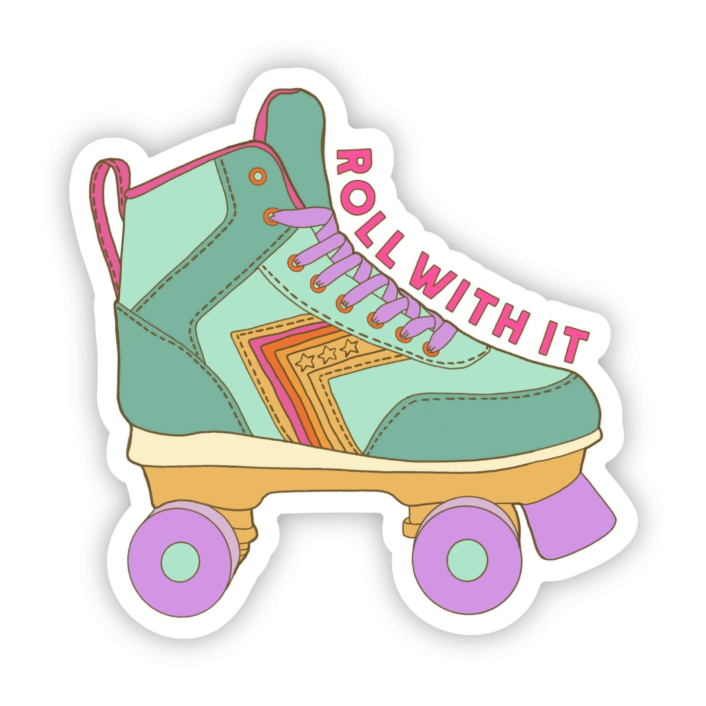 "Roll With It" Retro Skate Sticker - Bria Blair Creative