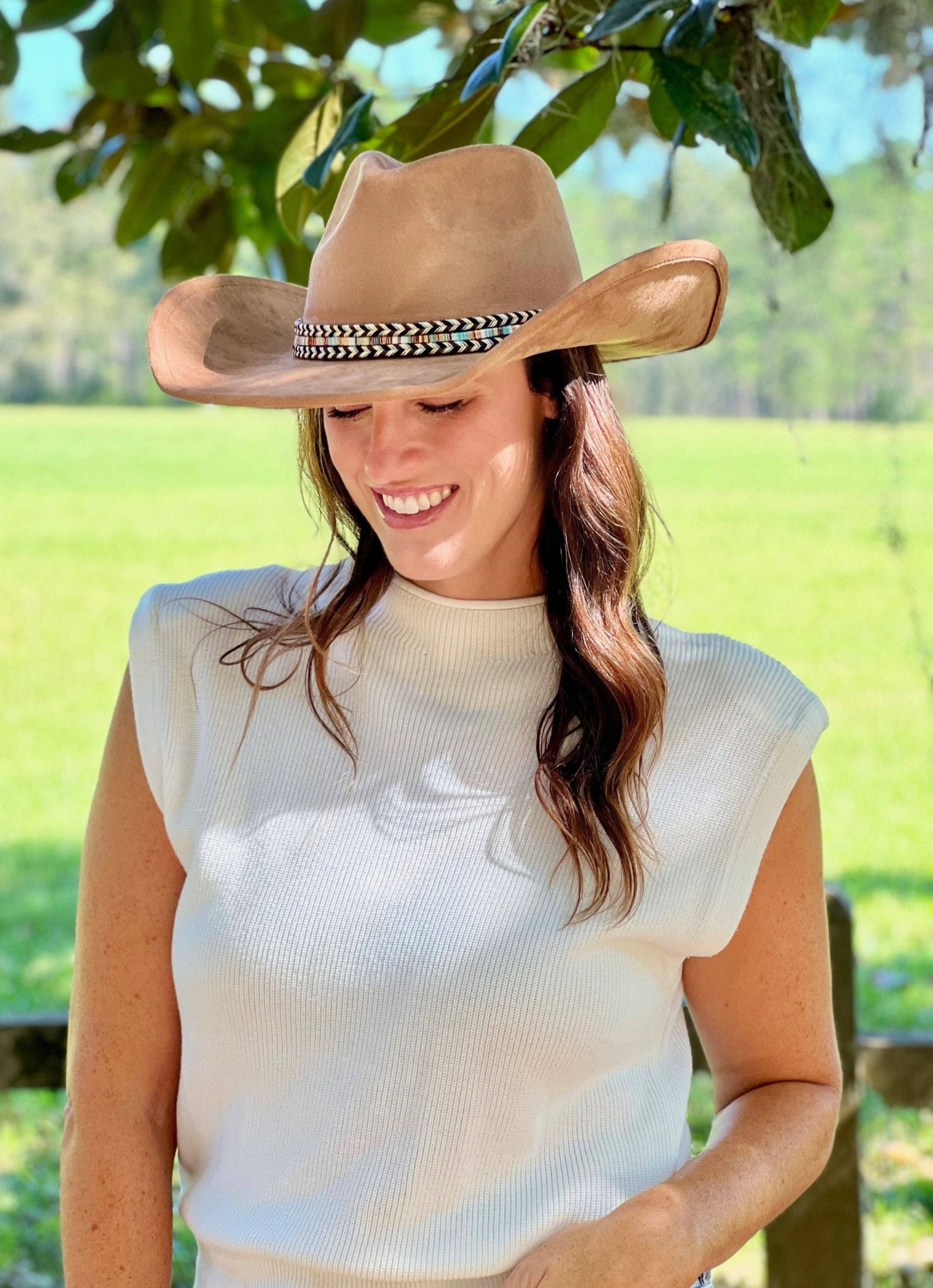 Rooney Suede Feel Hat with Band BROWN: Default - Bria Blair Creative