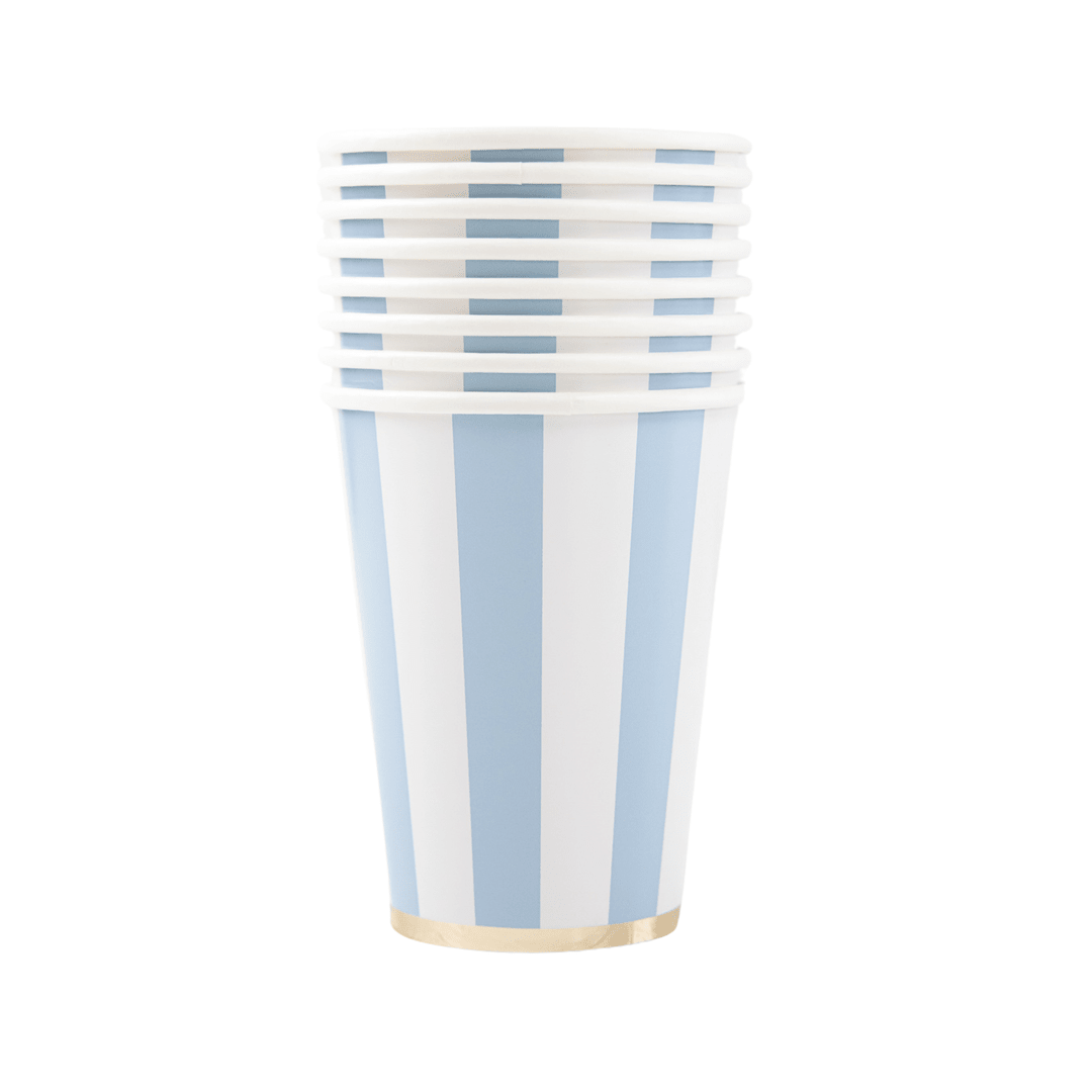 SKY BLUE SIGNATURE CABANA STRIPE CUPS - Bria Blair Creative