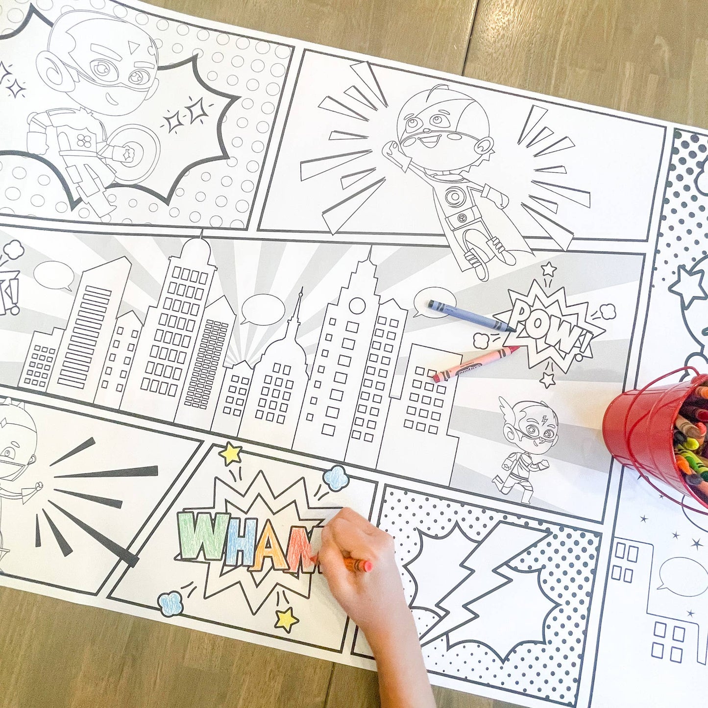 Superhero Party Coloring Table Runner| Happy Birthday: Happy Birthday - Bria Blair Creative