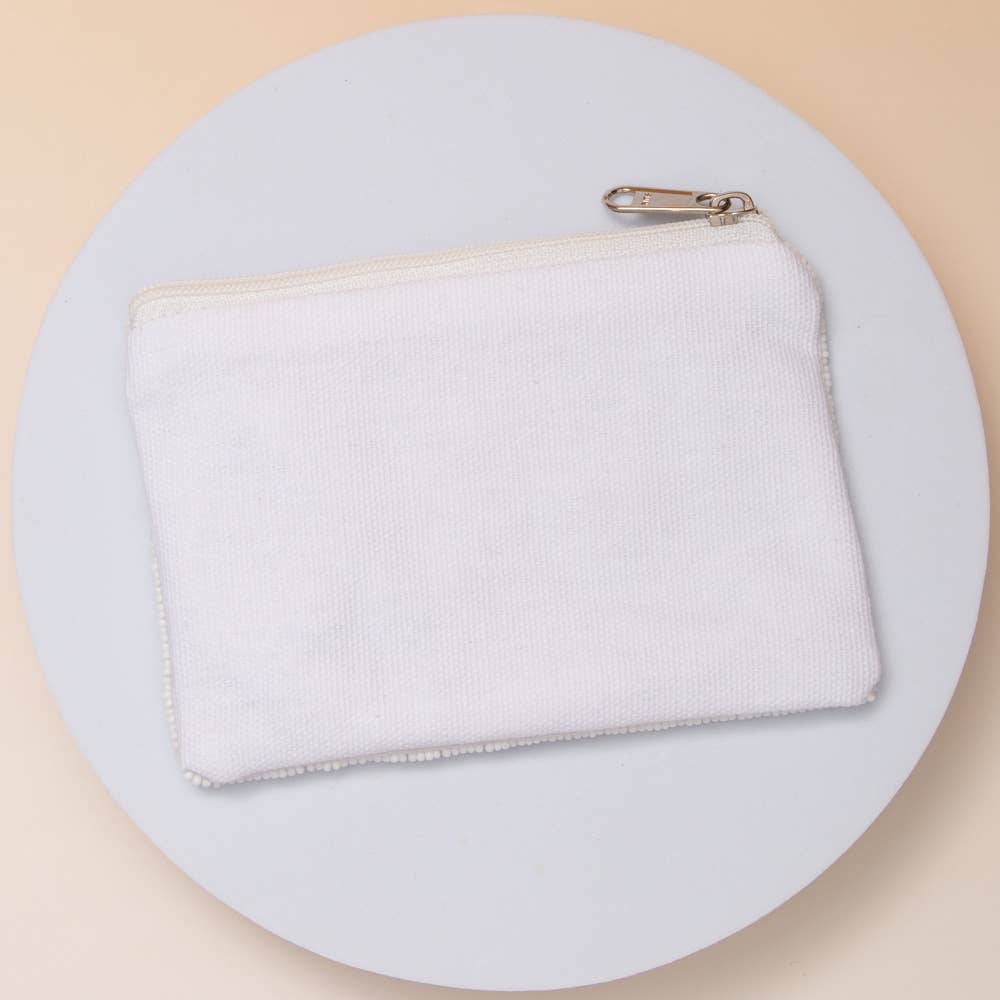 Teacher Pencil Seed Beaded Coin Bag with Pearl Accents - Bria Blair Creative