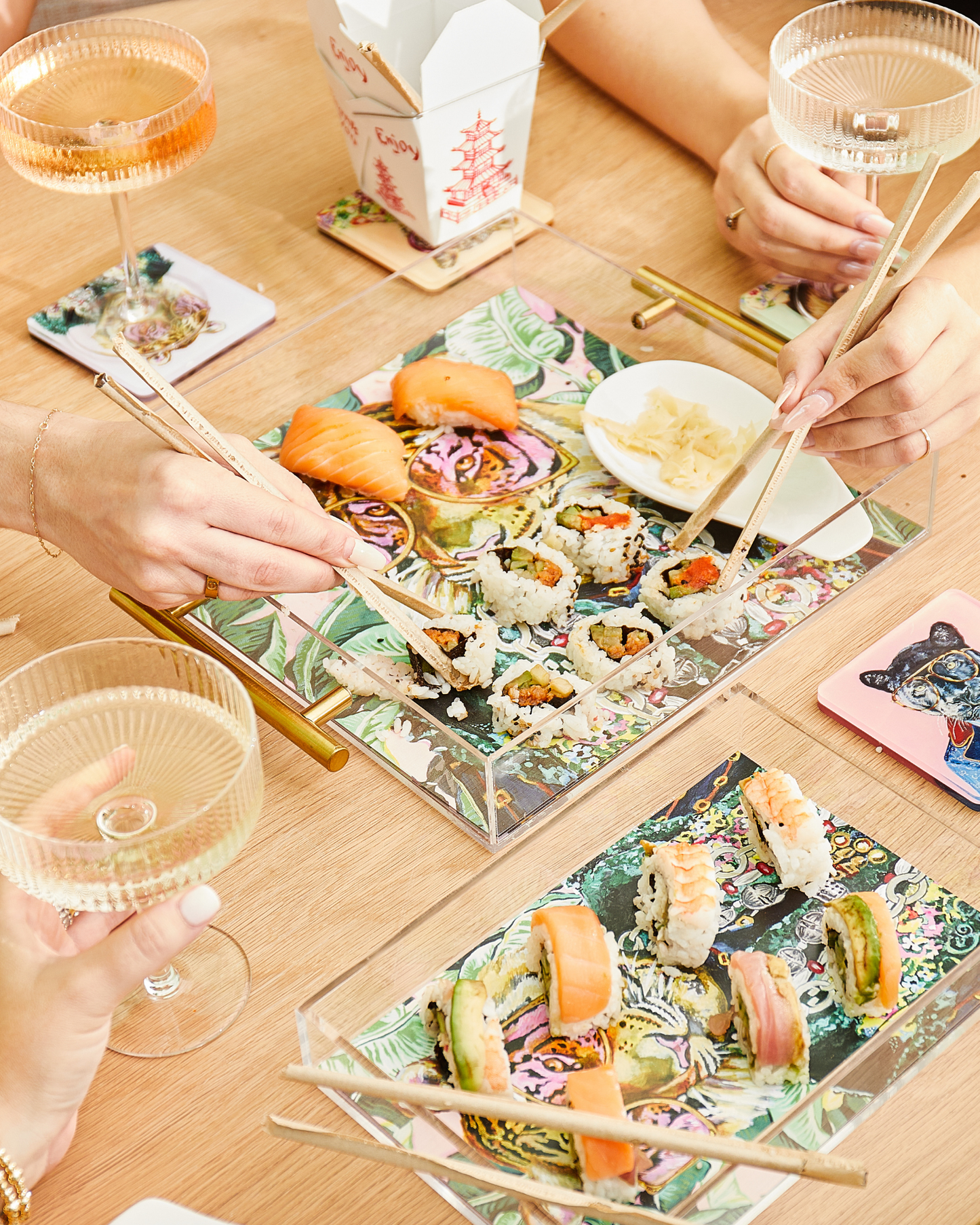 Toby The Tiger Acrylic Tray With Gold Handles - Bria Blair Creative