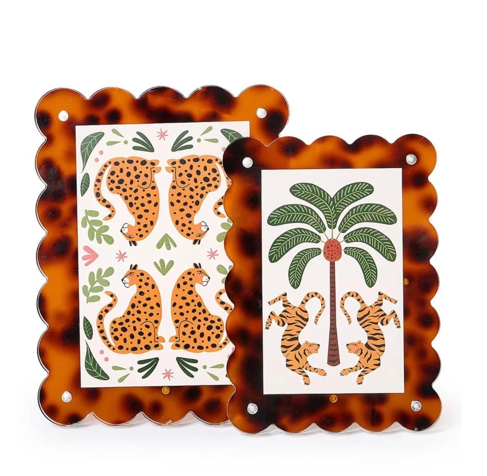 Two’s Company Tortoise Print Scalloped edge Photo Frame 5x7 - Bria Blair Creative
