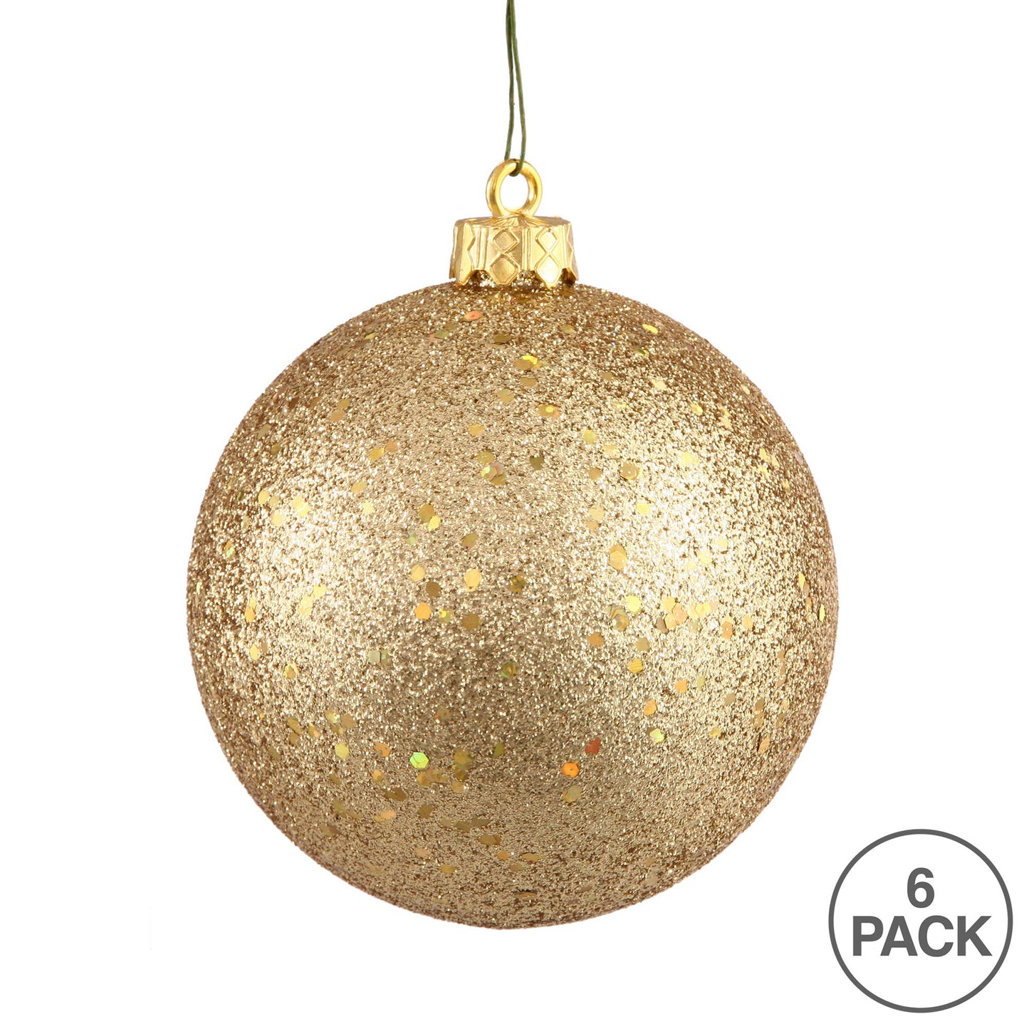 Vickerman 4" Gold Sequin Ball Ornament, 6 per Bag: Gold / Plastic / 4" - Bria Blair Creative