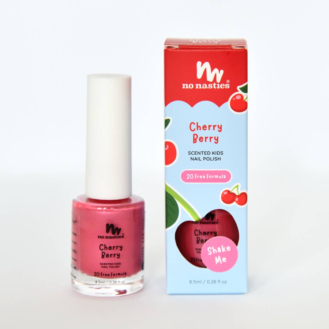 Water Based Scented Scratch Off Kids Nail Polish: Cherry Berry - Bright Pink - Bria Blair Creative